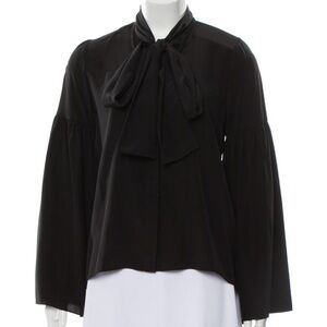 Alexis Silk Tie Neck Black Blouse